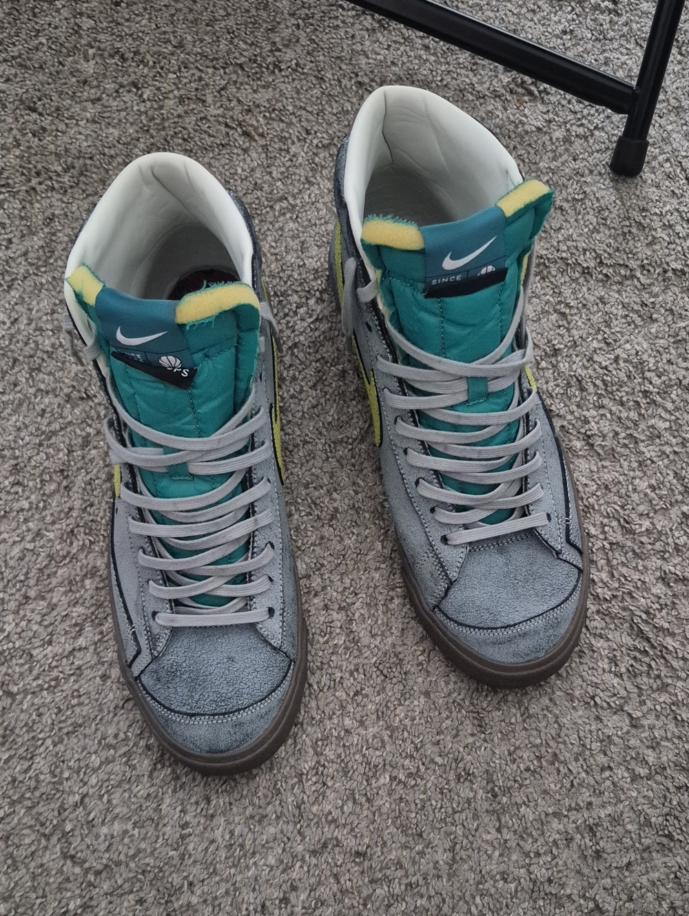 Nike Blazer Ben Simmons Teal, Gray & Yellow High-Top Sneakers